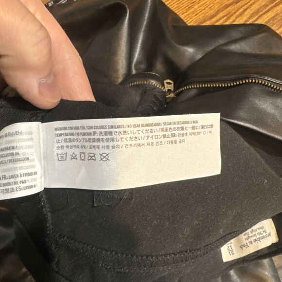 Abercrombie & Fitch Straight Ultra High Rise Vegan Leather Pants Sz 31/12 VTG - Picture 10 of 13